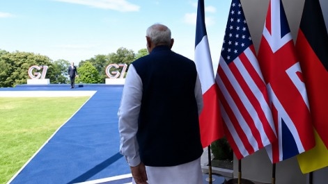 What is the blue carpet that PM Modi walked on at the G7 summit in France?
