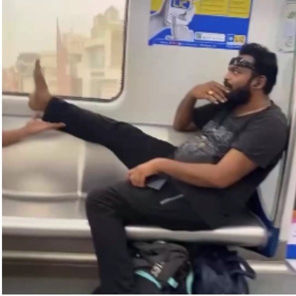 Hyderabad man puts feet up on seats in metro, passenger calls him out in video