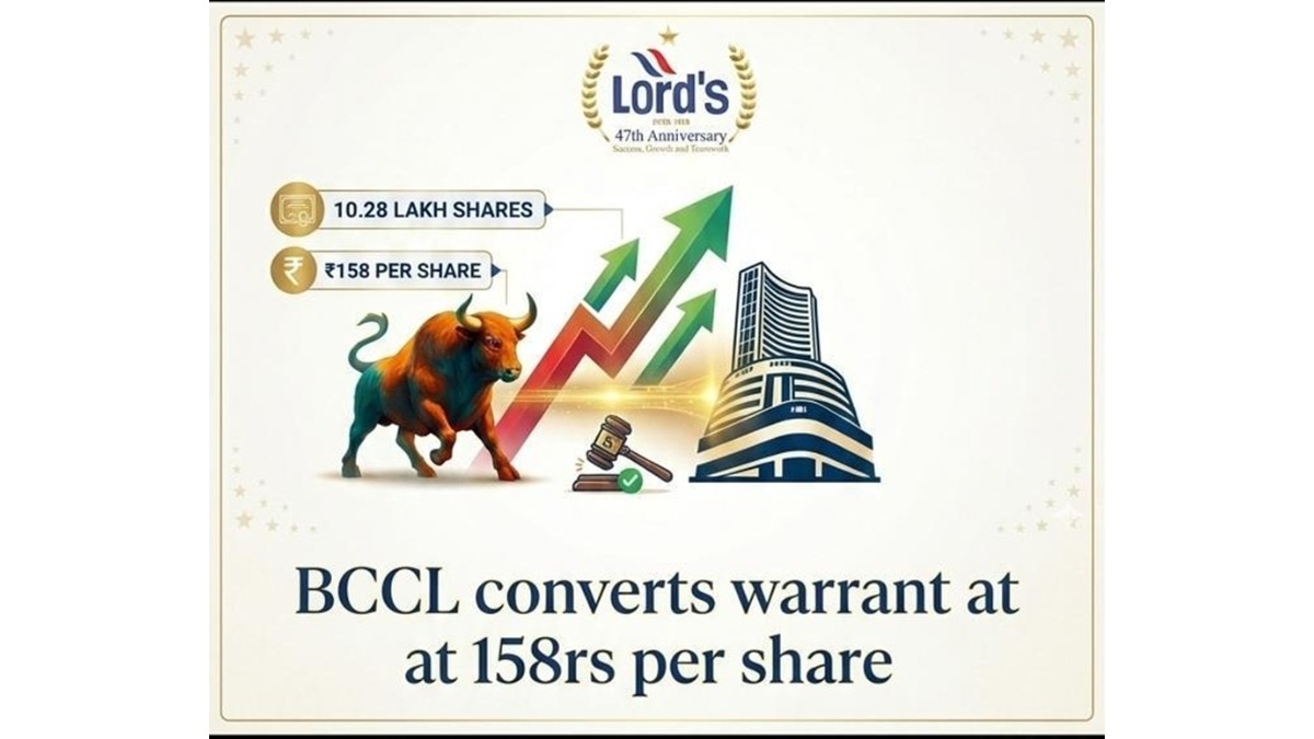 Lord's Mark Industries Ltd Confirms shares Conversion Entitlement of 10.28 Lakh Shares at ₹158 Per Share