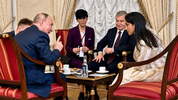 India Today Group's Geeta Mohan with Russian President Vladimir Putin. India Today Group's Geeta Mohan with Russian President Vladimir Putin.