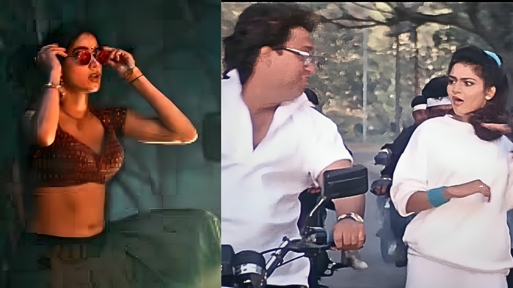 Janhvi Kapoor in Peddi (Left), Madhoo in Phool aur Kaante (Right)