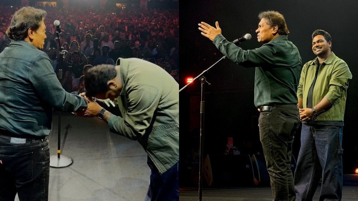 Comic Zakir Khan watches in awe, bows and hugs Johnny Lever at Papa Yaar show