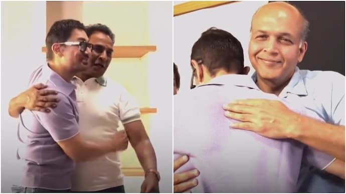 Aamir Khan, Ashutosh Gowarikar at reunion of Lagaan's cast and crew. (Credit: Instagram/@aamirkhanproductions) Lagaan reunion