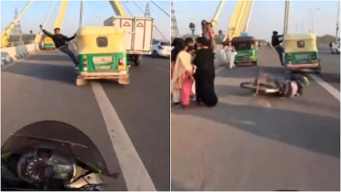 Man swings out of speeding auto while filming reel, crashes into elderly cyclist