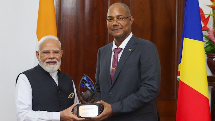 Prime Minister Narendra Modi has been conferred the 'Guardian of the Blue Horizon', Seychelles' highest distinction for leadership in environmental conservation and sustainable development. (X/Narendra Modi)