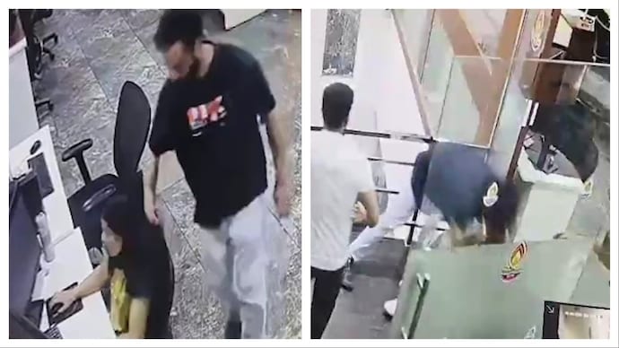 The incident was captured by CCTV cameras inside the office. (Screengrabs) Mohali murder case