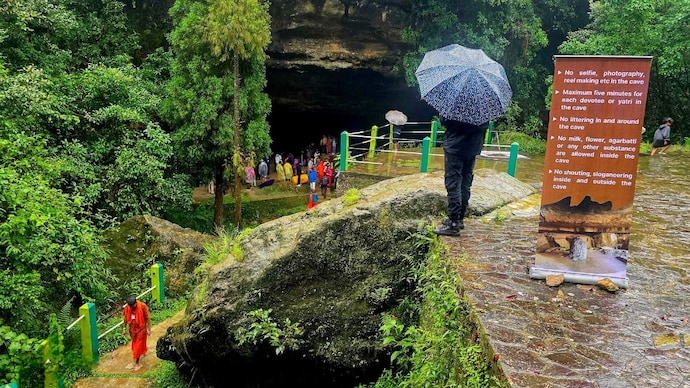 Monsoon clouds pour rain over the hills of Meghalaya as the southwest monsoon arrives in full force in northeast India. Mawsynram, the world's wettest place, recorded 53 cm of rainfall in a single day on June 21, 2026. (Photo: PTI)