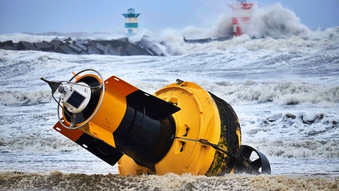 A stranded beacon buoy is seen as the first storm of the year named Corrie blows over The Netherlands. (Representative/Getty) Ocean Bouys
