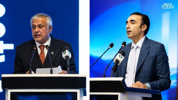 Pakistan FM Ishaq Dar (Left) called the Indus Waters Treaty vital for regional peace and stability, while PPP chief Bilawal Bhutto Zardari said it was never a favour to Pakistan. (Image: Social Media) Pakistan FM Ishaq Dar (Left) called the Indus Waters Treaty vital for regional peace and stability, while PPP chief Bilawal Bhutto Zardari said it was never a favour to Pakistan. (Image: Social Media)