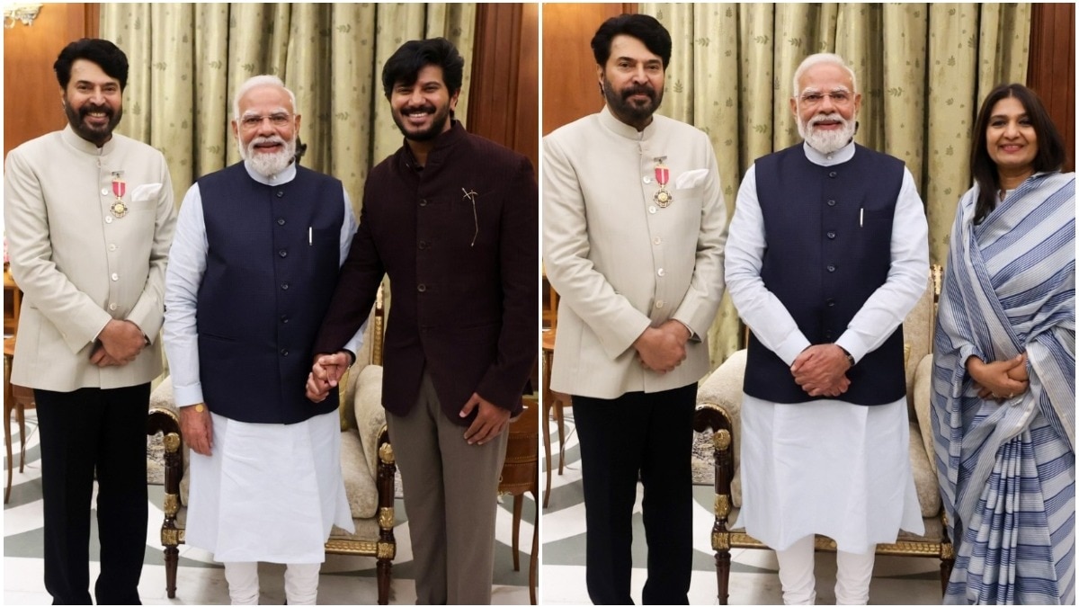 PM Modi meets Mammootty and his family after Padma ceremony