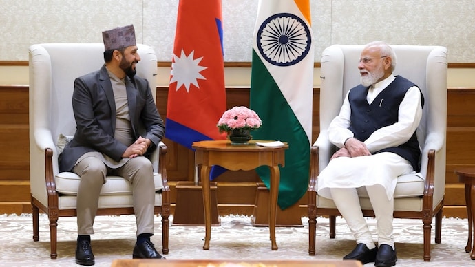 Prime Minister Narendra Modi with the chief of Nepal's ruling party, RSP, Rabi Lamichhane in Delhi on Wednesday. (Photo: X/@narendramodi)