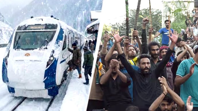 POK on edge, Zojila cheer in India: The tale of two Kashmirs divided by LoC POK is reeling from protests and unrest. Two Vande Bharat trains serve Srinagar every day. (File Images)