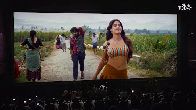 Ram Charan and Janhvi Kapoor in a scene from Peddi. (Photo: Interior) Ram Charan, Janhvi Kapoor in a scene from Peddi