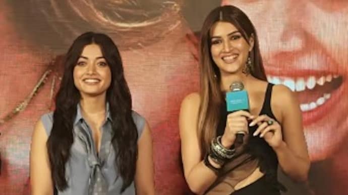 Rashmika Mandanna and Kriti Sanon at the trailer launch of Cocktail 2. Rashmika Mandanna and Kriti Sanon