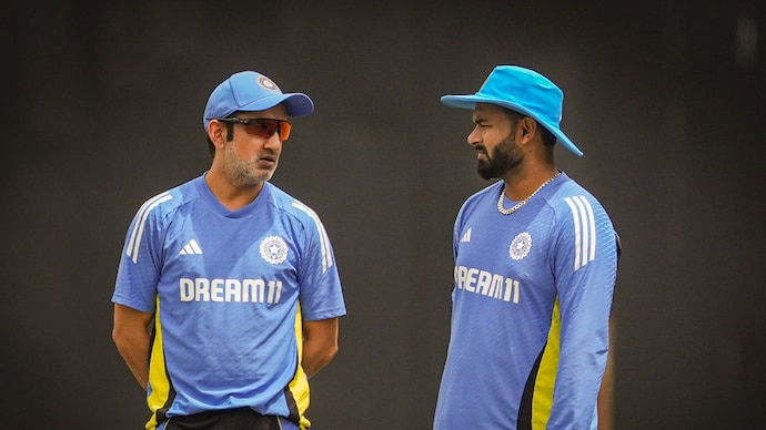 Gambhir advices Rishabh Pant over his batting style (PTI Photo) Rishabh Pant and Gautam Gambhir