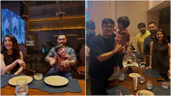 Samanth and Raj Nidimoru at Rahul Ravindran's birthday. (Photo: Instagram/Rahul Ravindran) Samanth and Raj Nidimoru at Rahul Ravindran's birthday