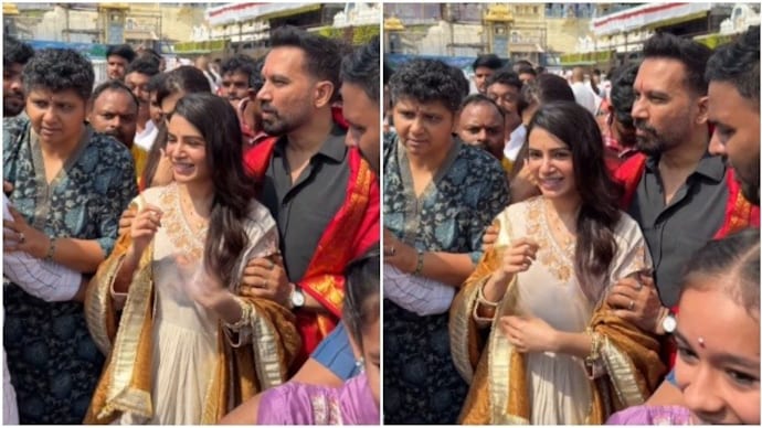 Samantha and Raj Nidimoru visited Tirupati ahead of Maa Inti Bangaram. Samantha and Raj Nidimoru visited Tirupati ahead of Maa Inti Bangaram.