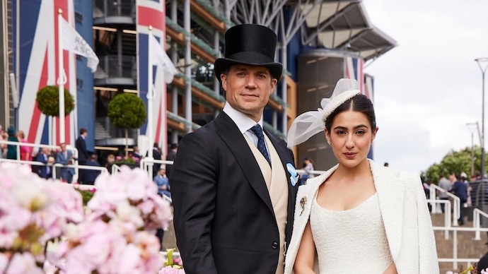 Henry Cavill (Left) with Sara Ali Khan (Right). (Credit: Instagram/saraalikhan) Sara Ali Khan meets Henry Cavill, brings Enola Holmes vibe in vintage look. Pics