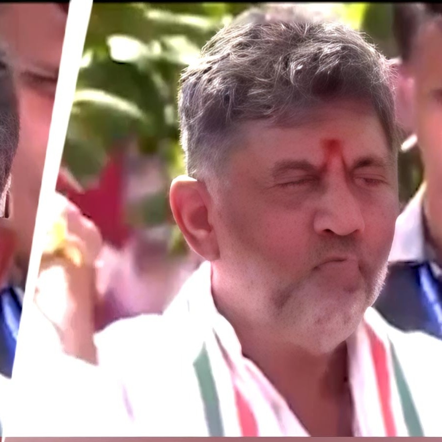 Video: DK Shivakumar bites apples, tosses it into cheering crowd