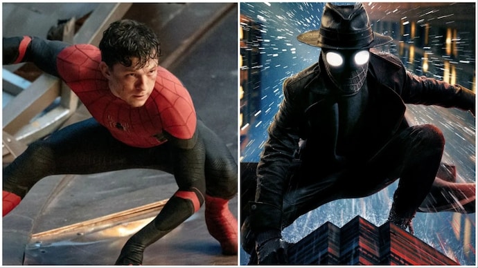 Tom Holland in Spider-Man: Brand New Day (left); Spider-Noir stars Nicolas Cage (Film and show stills) Spider-Man Spider-Noir