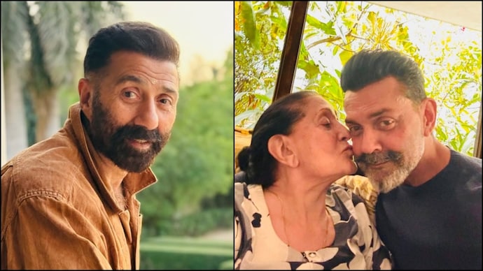 Sunny Deol has shared a photo of Bobby Deol with his mother Prakash Kaur. (Photo courtesy: Instagram/Sunny Deol) Sunny Deol, Bobby Deol, Prakash Kaur
