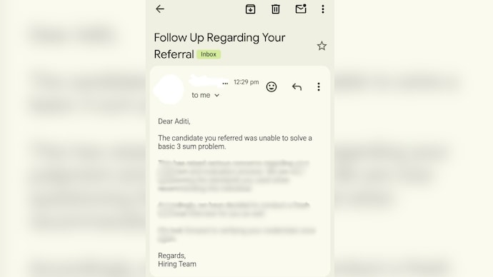 Techie shares HR's 'bizarre' email after candidate she referred fails interview