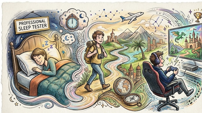 The 9–5 escape plan? Careers built around sleep, travel and gaming (AI-generated image)