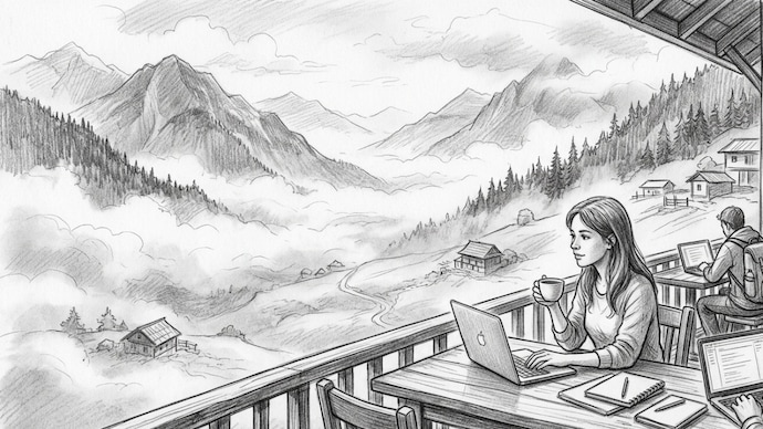The anywhere office: Why digital nomadism is winning over Gen Z( AI -generated image)