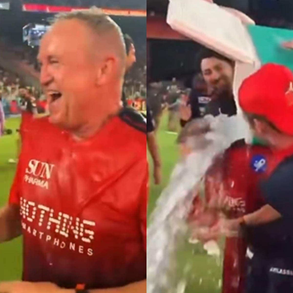 Mischievous RCB stars pour ice-cold water on coach after IPL win