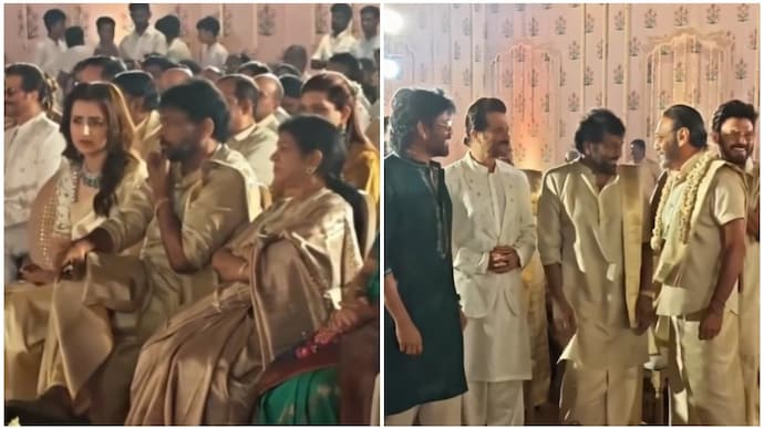 Stars at Khushbu Sundar's daughter's wedding in Goa. (Credit: X/buttu_iam27) Stars at Khushbu Sundar's daughter's wedding in Goa.