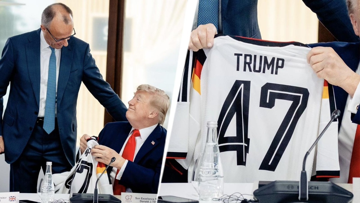 German Chancellor gifts 'Trump 47' jersey to US President on his birthday at G7