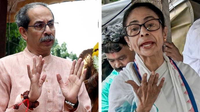 Uddhav Thackeray-led Shiv Sena's six and Mamata Banerjee-led TMC's 20 MPs have joined the BJP-led NDA. (Images: PTI)