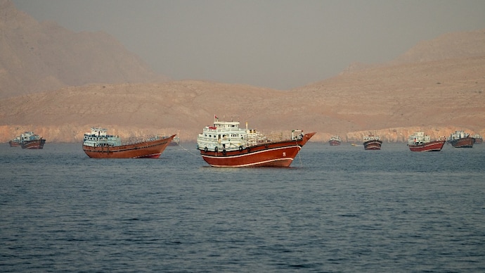 Vessels in the Strait of Hormuz, as seen from Musandam, Oman, on June 14. (Photo: Reuters)