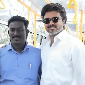 CM Vijay’s bus ride wins hearts, fans cheer as he poses with conductor. Video