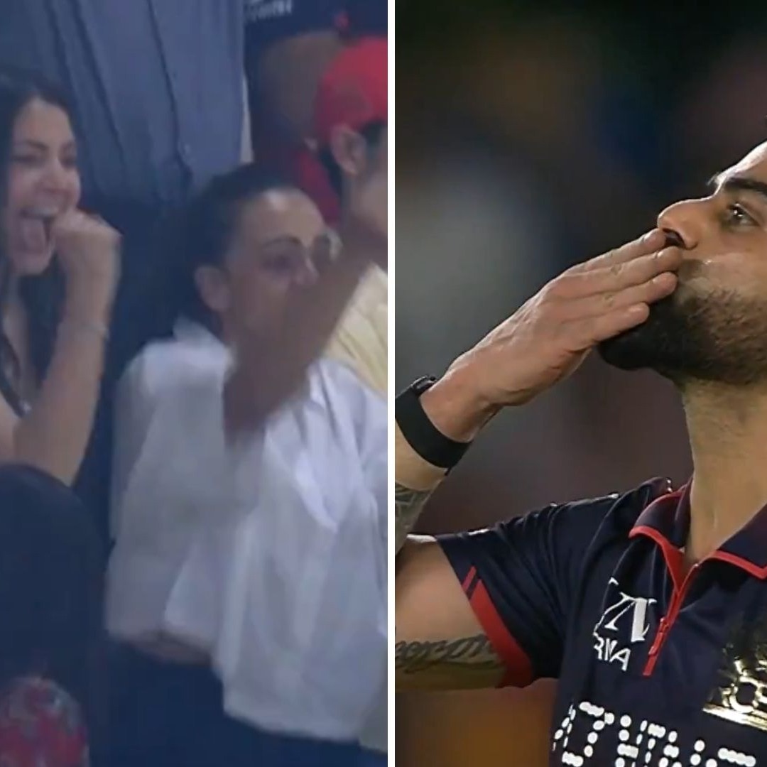 Winning six, flying kiss: Kohli-Anushka moments go viral after RCB title win