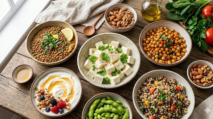 A range of foods from paneer and lentils to quinoa and almonds can help meet daily protein needs beyond eggs