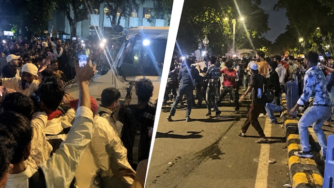 A large number of protesters gathered at Delhi's Connaught Place on Tuesday.