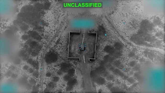 A projectile falls at an unknown location, following what US Central Command (CENTCOM) said were strikes on Iranian military targets, in this screen grab taken from a handout video released on July 11. (Photo: Central Command/Handout via REUTERS)