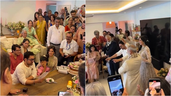 Aamir Khan, Gauri Spratt got married in Mumbai. (Credit: Instagram/@irrfanpathan) Aamir Khan, Gauri Spratt