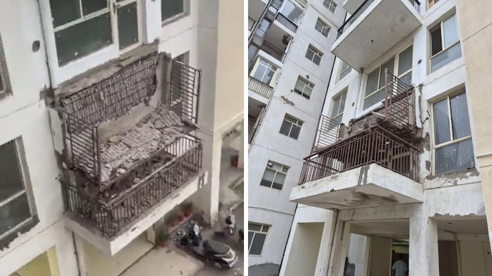 According to residents, several people were passing through the area below the balcony at the time, but no one was hurt by the falling debris.