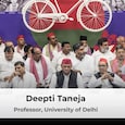 Akhilesh Yadav seeks to attract the BJP's core Hindu voter base without distancing itself from what critics describe as Muslim appeasement. Akhilesh Yadav seeks to attract the BJP's core Hindu voter base without distancing itself from what critics describe as Muslim appeasement.