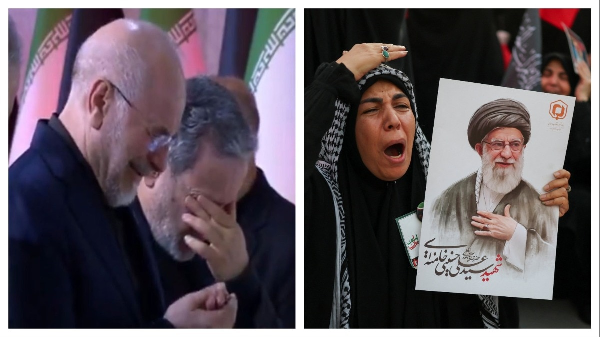 Video: Iran's Foreign Minister, Speaker break down at Ali Khamenei's funeral
