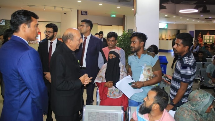 Indian envoy to Bangladesh Dinesh Trivedi at the visa centre in Dhaka Bangladesh India visa