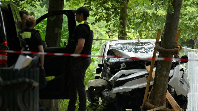 The vehicle which crashed into a crowd near Berlin's annual Christopher Street Day Pride parade on Saturday evening. (Reuters photo)
