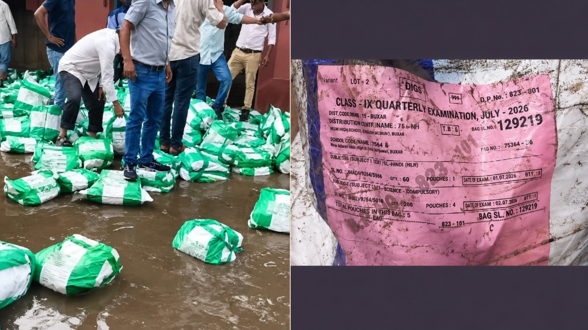 Watch: Bihar board exam papers found floating in rainwater, viral video sparks row