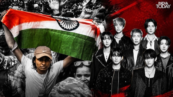 BTS songs used for NEET protests edit videos. Credit: India Today/BigHit Music BTS songs used for NEET protests edit videos. Credit: India Today/BigHit Music