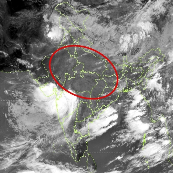 Satellite captures rain clouds missing from Central India amid peak monsoon