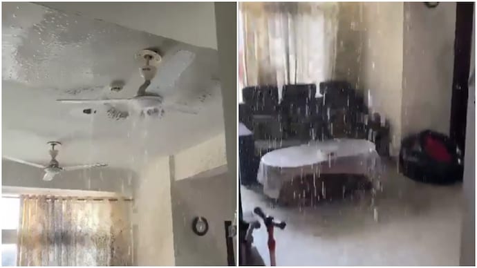 Delhi family watches in shock as water gushes through ceiling, floods entire house