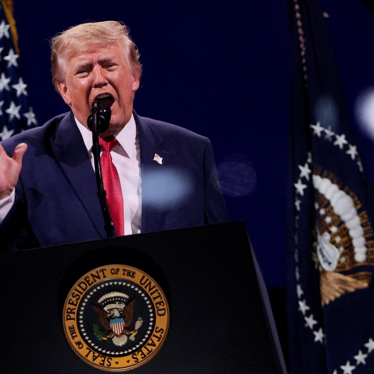 In Fourth of July speech, Trump jokes about a third term, then walks it back
