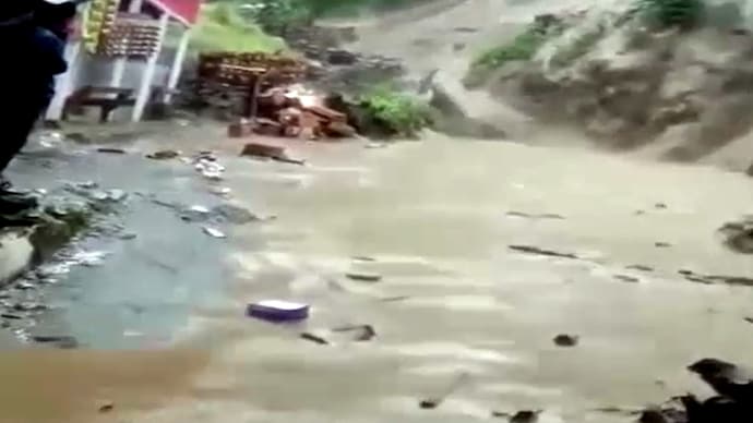 Flash floods in Doda district sweep away several houses and shops.